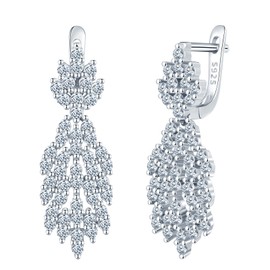 MICSAVI Women's 925 Silver Drop Earrings, Tassel Dangle Earrings with Zirconia Stones for Wedding, Prom, Hypoallergenic Statement Earrings with Safety Clasp, Silver 925 Zirconia, Cubic Zirconia