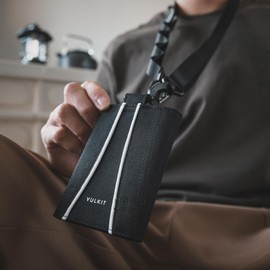 VULKIT Trifold Mens Lanyard Wallet Mens Credit Card Holder Wallet Waterproof Fabric RFID Blocking Sport Outdoor Wallet, with Detachable Lanyard for Outdoor, Cycling or Daily Traveling