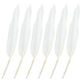 Leikedun White Goose Feather Quill Pens Black Ink Ball Point Feather Pen Feather Signing Pen Retro Ballpoint Pen for School Office Business Wedding Birthday Party Favor (6Pcs)
