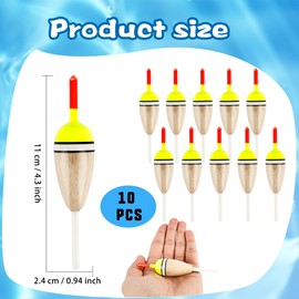 10 Pcs Fishing Bobbers Floats Wood Slip Bobbers Lightweight High Sensitive Floats for Fishing Panfish Crappie Bluegill Trout Walleyes