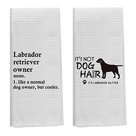 Knibeo Black Lab Kitchen Towels - Labrador Retriever Gifts, Set of 2, 16x24 Inch Lab Tea Towel Kitchen Dish Towel Set, Lab Hand Towels