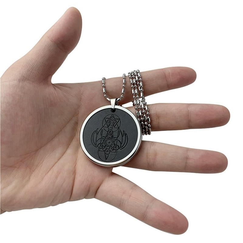EMF Amulet Flying Archangel Protection Necklace,Volcanic Energy Stone Stainless Steel