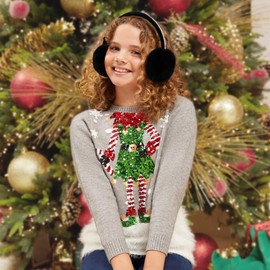 Gifts Treat Women's Children's Girls Adjustable Winter Ear Muffs Ear Warmers, Black Diamonds