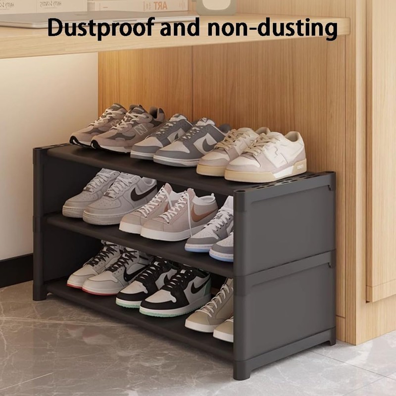 Dormitory Shoe Rack, 3-Tier Small Shoe Rack for Closet and