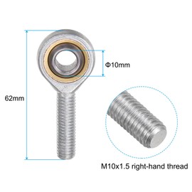 QUARKZMAN Piece SA10T/K 10mm Rod End Bearing M10 x 1.5 Male Thread Right Thread Self Lubricating Rod Ends with Lock Nut