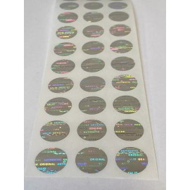 Labelogix 100 BRIGHT SILVER TAMPER EVIDENT VOID HOLOGRAM SECURITY LABELS- 1/2 INCH ROUND