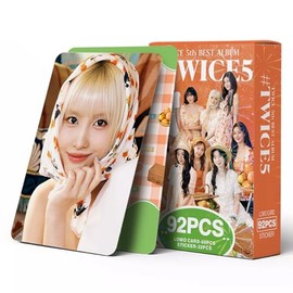 KPOPBP TWICE 5to álbum tarjetas de fotos: set de 60 tarjetas lomo con 32 piezas de pegatinas