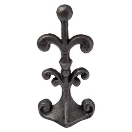 Fleur De Lis - Tope de puerta de hierro fundido | Cuña decorativa para puerta | con parte inferior acolchada de fieltro antiarañazos, diseño clásico antiguo, sólido y resistente, 4 x 3.5 x 7.7