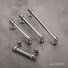 Alzassbg 10 Pack Polished Chrome Cabinet Pulls, 4 Inch(102mm) Hole Centers Cabinet Handles Kitchen Hardware Straight Bar for Cabinets and Drawer AL3082CP