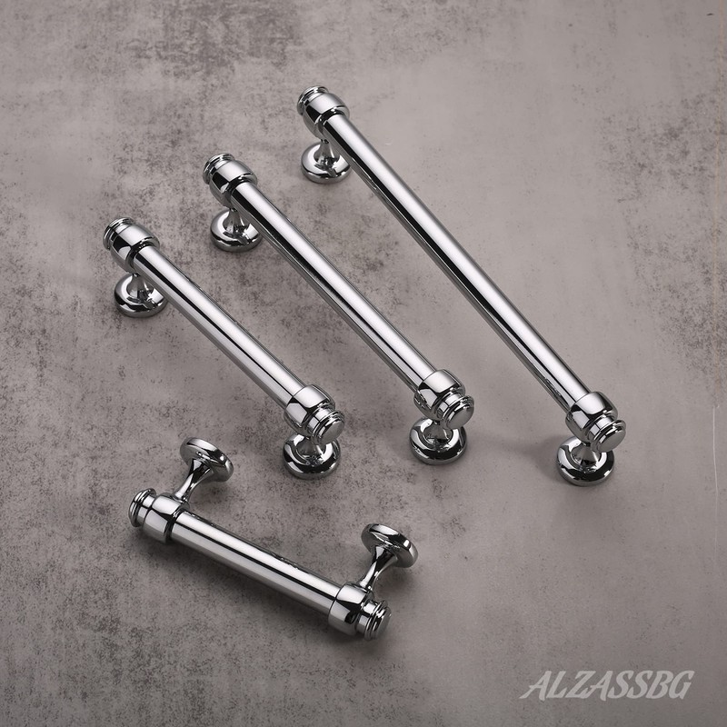Alzassbg 10 Pack Polished Chrome Cabinet Pulls, 4 Inch(102mm) Hole