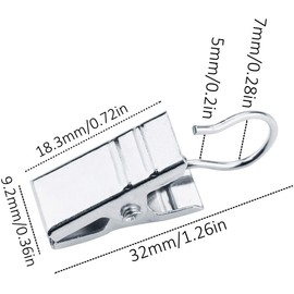 JANYUN 30 Pack Mini Heavy-Duty Hook Clip Set Curtain Clips for Photos Home Decoration Art Craft Display (Silver)