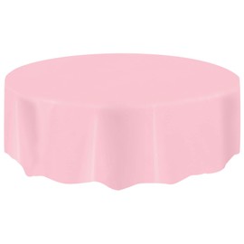 AIBC Just Believe... Round Disposable Plastic Table Covers Party Table Cloth Wipe Clean Plastic Tablecloth, 7ft (2 Pack) (Lovely Pink)
