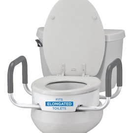 NOVA Raised Toilet Seat with Handles for Seniors – Elongated Toilet Riser with Safety Grab Bars, Elevated Toilet Seat for Elderly, Disabled & Post-Surgery Support - Elongated Toilet