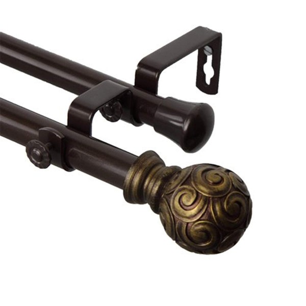 Bonbon 13/16" Double Curtain Rod Cocoa/66-120