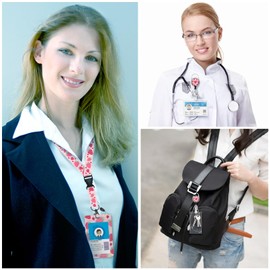 Gctriki Teacher Lanyard with id Holder, Cute Strawberry Lanyard for Keys, Funny Retractable Badge Reel Clip Keychain, Pink Lanyards for ID Badges Holder Nurse Teacher Workers Women Office Gifts