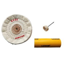 High-performance polishing set, super workmanship, with a Luxor Orange, a polishing disc diameter 21 mm made of flannel and a soft disc diameter 15 x 100 mm, white, White
