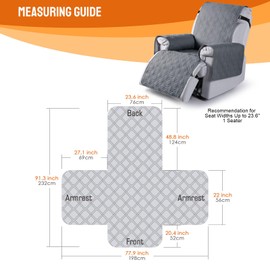 VANSOFY 100% Waterproof Recliner Chair Covers, Recliner Cover Non-Slip Dog Chair Cover Furniture Protector Washable Slipcover with Pocket, Elastic Straps for Pets, Dogs(Dark Gray, 23.6")