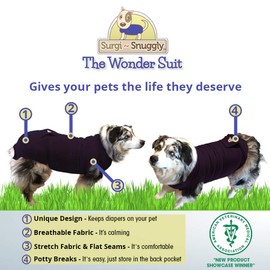 SurgiSnuggly Protects Disposable Doggie Diapers Female or Male Dogs, Great Cover for Female Dog Diapers for Heat Cycle and Better Than Dog Suspenders- Wrap Around Legs for Superior M PL