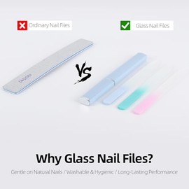 Tbestmax Lima de uñas de cristal para uñas naturales, paquete de 9 limas de uñas de cristal de doble cara, juego de herramientas para el cuidado de la