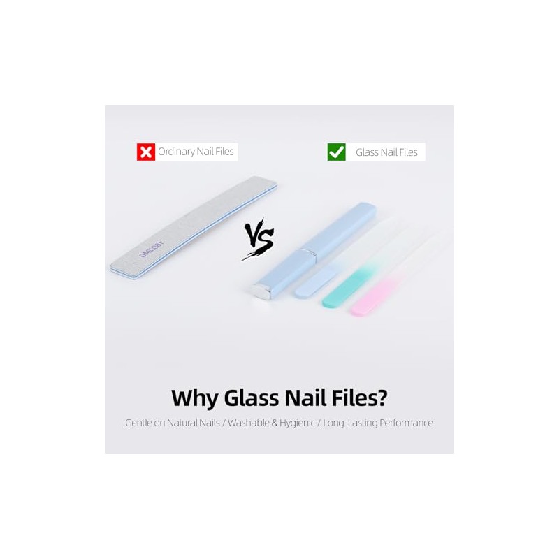 Tbestmax Lima de uñas de cristal para uñas naturales, paquete