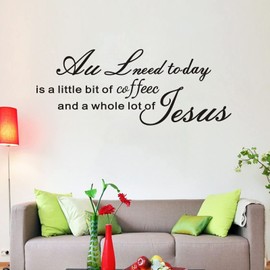 AnFigure Dining Room Wall Decals: Inspirational Quotes Vinyl Art Wall Stickers for ﻿Home Kitchen Living Room - Today is a Little bit of Coffee 28.6"X15"