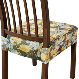 FORCHEER Dining Chair Seat Covers Set of 4,Stretch Floral Printed Velvet Seat Protect Covers, Chair Seat Cushion Covers for Dining Room Wodern Chairs The Seat Only.