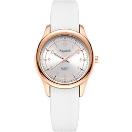 RUYEOOK Waterproof Nurse Watch for Women,Silicone Band Nursing Analog Watches with Second Hand,Easy Read Dial (R8631 White)