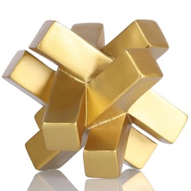 XMGZQ Estatua de Nudo Dorado para decoración de Mesa de Centro, Escultura y Cifras de Nudo geométrico Minimalista Moderno, línea de Arte Abstracto, Adornos Decorativos para estantes, estantería