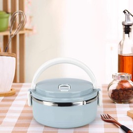 Ichiias Lunch Box Portable Stainless Steel Blue Thermal Insulated Rice Noddles Bento Box Food Container(1 Layer)