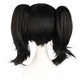 MapofBeauty Equipped With Double Ponytail Hair Accessories Cosplay Wigs (Black)