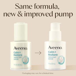 Aveeno Calm + Restore Triple Oat Suero Facial Hidratante para pieles sensibles, suave y ligero que suaviza instantáneamente la piel, no comedogénico, hipoalergénico y sin fragancia, 1 onza líquida