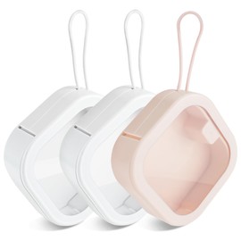 BOJVESH 3Pcs Hair Tie Organizer, Portable Travel Qtip Holder Hair Accessories Organizer Box, Stackable Cotton Swab Dispenser Hair Accessory Box for Girls, Women, Bathroom, Desktop (White, Pink)