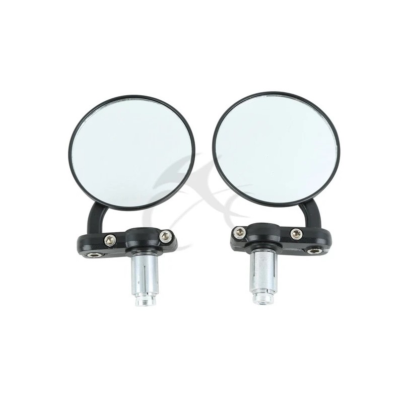 TCMT Black Motorcycle Round 7/8" Bar End Rearview Side Mirrors