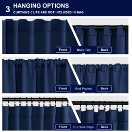 Hiasan Navy Blue Curtains 63 inch Long Sewn with Tiebacks, Rod Pocket & Back Tab Blackout Thermal Insulated Nursery Drapes, Room Darkening Curtains 2 Panels for Living Room Bedroom, 42 inch Wide