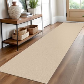 EARTHALL Washable Runner Rug 2x10 Ft Non Slip Runners for Hallways Long Cotton Rubber Backed Kitchen Runner Braided Indoor Floor Carpet Runners for Entryway, Hallway, Kitchen, Golden Beige/White