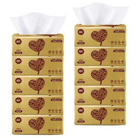 6 Packs Disposable Soft Facial Tissue, Small Napkin, Toilet Paper -Bag Cover NOT Box, Material Native Wood Pulp Fiber NOT COTTON, White Facial Paper Tissue, 4-Ply, 420 Sheets per Pack