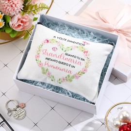 Kajaia Set of 2 Inspirational Cosmetic Bag with Inspirational Quote Inspirational Key Ring Portable Toiletry Bag Makeup Bag with Zip Farewell Gift for Colleagues, White