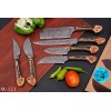 Damascus CUSTOM MADE HAND FORGED DAMASCUS STEEL BLADE CHEF SET