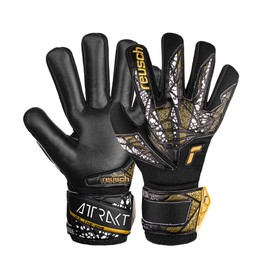 Reusch Attrakt Silver NC Finger Support Junior Goalkeeper Gloves, Black/Gold/White, Size 7