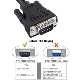 DTech 1.5m DB9 9 Pin Serial Cable Male to Male RS232 Straight Through Cord