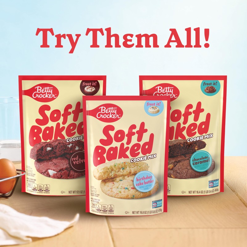 Betty Crocker Soft Baked Cookie Mix, Chocolate Caramel Flavored, 16.4