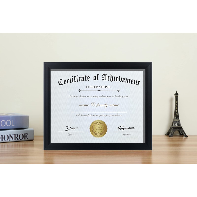 ELSKER&HOME 8.5x11 Certificate Frame - Classic Black Color Frame -