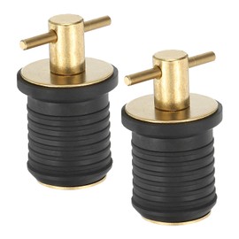 PATIKIL 1 Inch Boat Drain Plug, 2 Pcs T Handle Brass Boat Plug Snap Drain Marine Twist Plug Rubber Plugs for Yachts Kayaks Marine Boat Drains