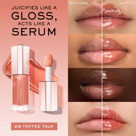 Lancôme Lip Idôle JuicyTreat Oil-in-Gloss -24HR Hydrating Gloss with Squalane for Instant Shine - 25 Toffee Talk