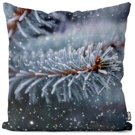 VOID Tannenzweig Snow Cushion Cover Polyester Waterproof Outdoor Indoor Cushion Size: 50 x 50 cm