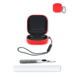 Case for SHOKZ New OpenFit 2 Open-Ear Headphones Earbuds,Soft Protective,BOVUGAC Silicone Case Cover with Keychain & Cleaning Kit & Lanyard for SHOKZ New OpenFit 2 Earbuds-Red