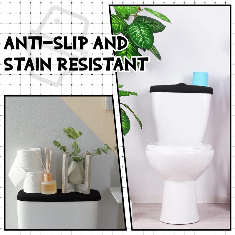 Hoolerry 4 Pcs Toilet Tank Lid Cover Universal Back of