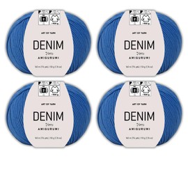 Art of Yarn Denim 55% Cotton,45% Poliacrylic, 4 Skeins Total 200gr (7,055 oz),640m (699 yds),Soft & Smooth Yarn Sport – Fine(2) for Crocheting, Knitting, Amigurumi, Baby Blankets, Baby Garments 99916
