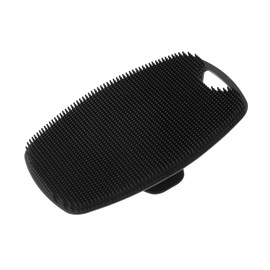 RENEWREVITAL 1 Pcs Body Scrubber, Handheld Shower Cleansing Brush and Storage Hook, Gentle Exfoliating and Massage for All Kinds of Skin, Soft Silicone, Black Routine