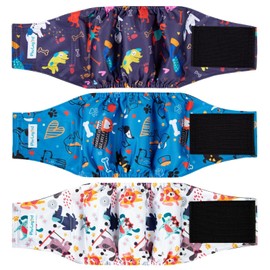 Paw Legend Washable Dogs Diapers Male Dog Belly Bands for Male Dogs Diapers Reusable Puppy & Doggie Diapers Male (3 Pack, X-Small)